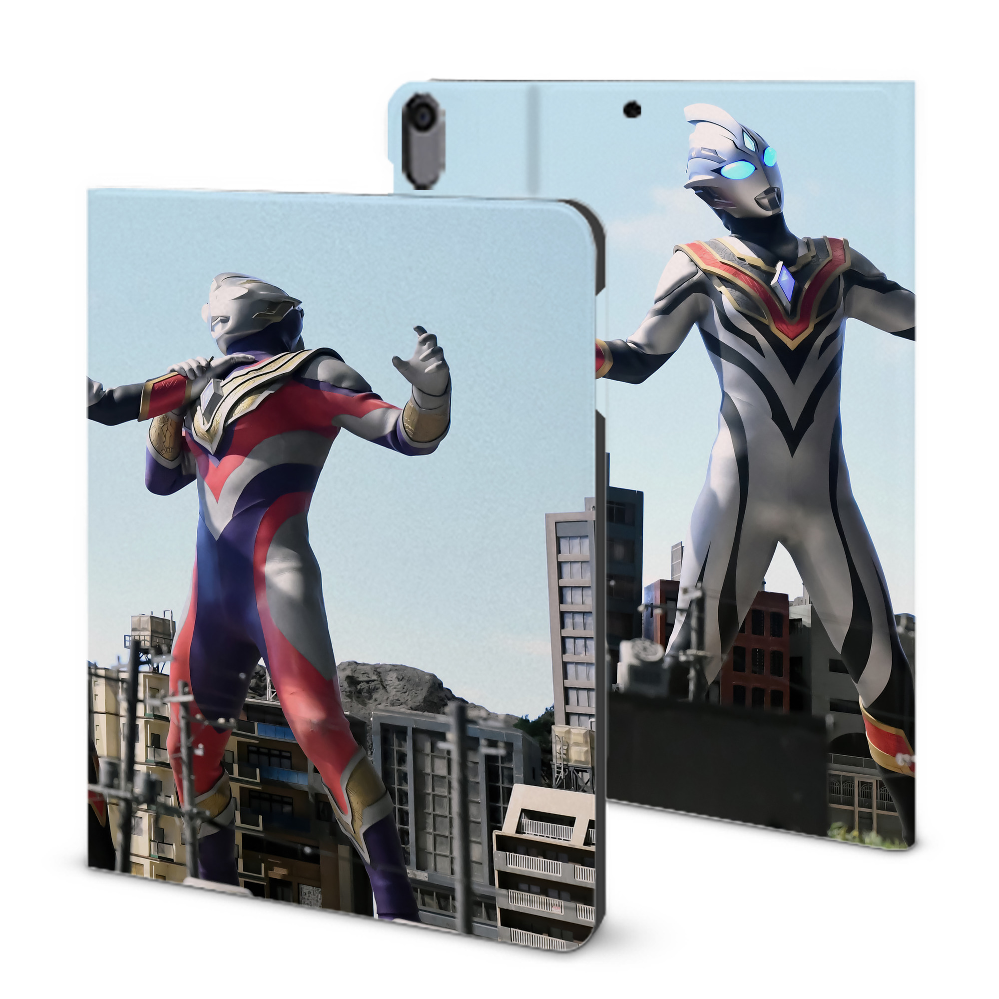 （画像用） ウルトラマン Ultraman IPad ケース ブック型 PUレザー TPU 耐衝撃 軽量 薄型 ペン収納なし 全面保護 IPad 各モデル対応